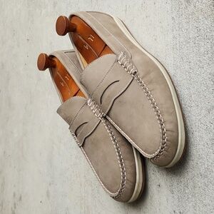 Peter Millar Men's Alta Slip-One Leather Deck Shoes MS19F02 Stone/White Sz 10.5M